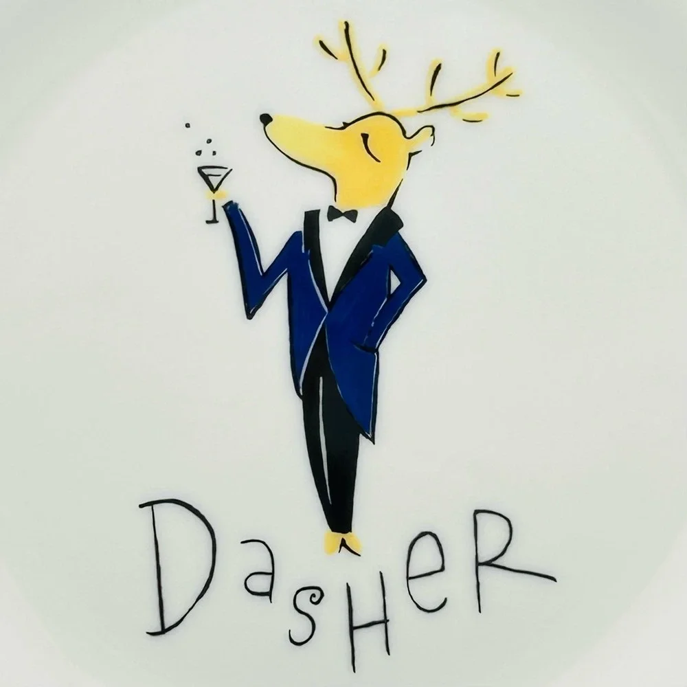 Pottery Barn DASHER REINDEER Dessert Salad Plate 8.5